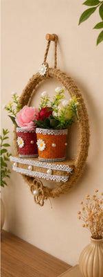 🌸 Rustic Bloom Duo Wall Shelf Decor