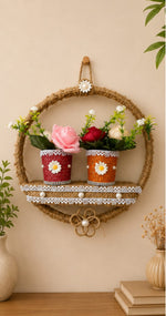 🌸 Rustic Bloom Duo Wall Shelf Decor