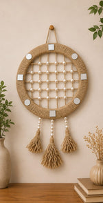 🌾 Pearl Weave Dreamcatcher Wall Hanging
