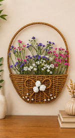 🧺 Blossom Basket Wall Décor – Handmade Floral Hanging Accent