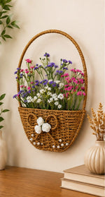 🧺 Blossom Basket Wall Décor – Handmade Floral Hanging Accent