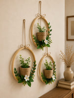 🌿 Botanical Hoop Trio Wall Hanging Set – Handmade Floral Ring Décor (Set of 3)