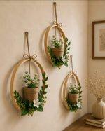 🌿 Botanical Hoop Trio Wall Hanging Set – Handmade Floral Ring Décor (Set of 3)