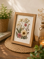 Pressed Floral Art Frame – Handmade Botanical Table Décor 🌿✨