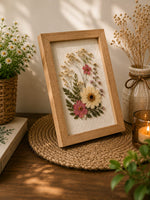 Pressed Floral Art Frame – Handmade Botanical Table Décor 🌿✨