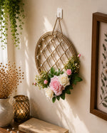 Pearl Bloom Floral Wall Hoop – Handmade Rustic Wall Décor 🌿✨