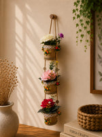 Bloom Cascade Hanging Planter – Handmade 3-Tier Floral Wall Décor 🌿✨