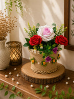 Royal Rose Floral Basket – Handmade Table Décor Arrangement 👑✨