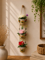Bloom Cascade Hanging Planter – Handmade 3-Tier Floral Wall Décor 🌿✨
