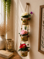 Bloom Cascade Hanging Planter – Handmade 3-Tier Floral Wall Décor 🌿✨