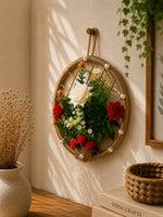 Pearl Garden Floral Wall Hoop – Handmade Woven Wall Décor 🌿✨