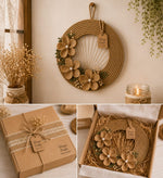 🌿 Handcrafted Jute Floral Wreath Wall Hanging