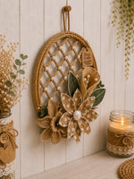 🌿 Handcrafted Jute Floral Wall Hanging